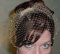 wedding photo - Small Birdcage Blusher Wedding Veil with Pearls on a Pearl and Crystal Comb Made to Order