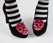 wedding photo - Sugar Skull Shoe Clips, Day of the Dead