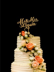 wedding photo -  Wedding Cake Topper Mr Mrs Last Name Cake Topper