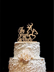 wedding photo -  The Hunt Is Over Wedding Cake Topper Hunting Cake Topper Deer Cake Topper