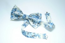 wedding photo -  Bow ties for men Floral bow tie Wedding bowties Baby first christmas Mens gjft Coworker gift Kids winter Toddler gift Blue flower ties