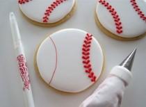 wedding photo - Football And Baseball Valentine Cookies