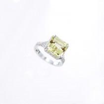 wedding photo - 14K Asscher Cut Lemon Quartz Promise Rings/14k white Gold ring/Diamonds Ring/Lemon Quartz/Royalty style/Affordable Engagement rings/Size4,5