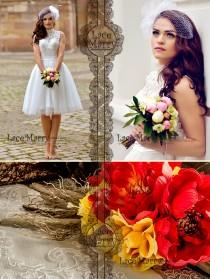 wedding photo - Custom Short Wedding Dress, Knee Length Wedding Dresses, Short Boho Wedding Dresses, Bohemian Style, Keyhole Back, Tulle Skirt Dresses