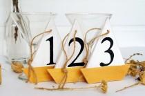 wedding photo - Wedding table numbers Gold Nautical ornament Party favors Wooden reception numbers Beach wedding Rustic tags Custom names