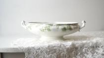 wedding photo - Antique Weatherby Semi Porcelain Vegetable Bowl, Trentham Green Transfer Ware,  Hanley England