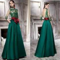 wedding photo -  Noble 3/4 Long Sleeve Mother Of Bridal Dresses Backless Sash 2016 A Line Beads Mother's Formal Wear Spring Prom Evening Party Ball Gowns Online with $112.22/Piece o