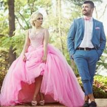 wedding photo -  2016 New Arrival Pink Tulle Wedding Dresses Princess Sweetheart Fiteed Beaded Crystal Long Bridal Gowns Ball Tulle Vestido De Noiva Online with $112.32/Piece on Hjklp88's Store 
