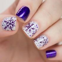 wedding photo - Purple Snowflake Nail Art