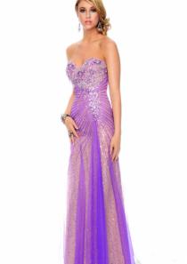 wedding photo -  Lace Up Sweetheart Purple Sleeveless Crystals Sequins Tulle Floor Length