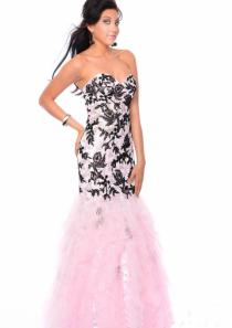wedding photo -  Pink Lace Up Appliques Sweetheart Sequins Floor Length Tulle Mermaid