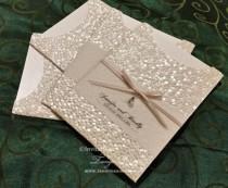 wedding photo - Wedding Invitation with sparkle- pocket design - crystal embellismhent invitations - 1x SAMPLE