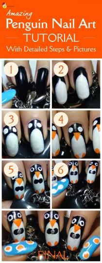 wedding photo - Amazing Penguin Nail Art Tutorial With Detailed Steps & Pictures