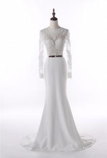 wedding photo -  Elegant Appliqued Long Sleeve Floor-Length Wedding Dress