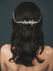wedding photo - Gold Bridal Halo Headpiece 