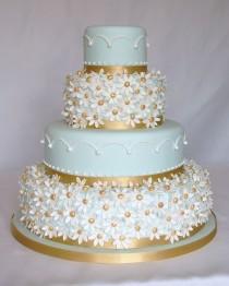 wedding photo - Blue and Gold Cake