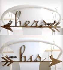 wedding photo - His & Hers Wood Wedding Chair Signs