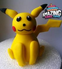 wedding photo - 3D Pikachu Pokémon Fondant Cake Topper. Ready to ship the same day (Business days). "We do custom orders"
