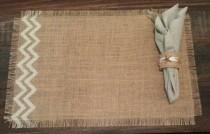 wedding photo - Burlap Placemats 12" x 18" set of 4 or 6 or 8 with chevron - Holiday decorating Home decor