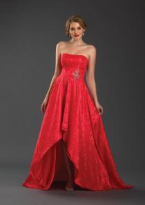 wedding photo -  Strapless Zipper Ruched Appliques Chiffon Sleeveless Red High Low