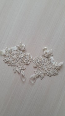 wedding photo -  Beaded,champagne lace wedding sandals, free shipping!