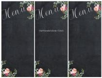 wedding photo - printable chalkboard menu, chalkboard wedding party menu, menu blank template,  you print, floral menu, digital menu
