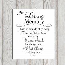 wedding photo - Wedding Memorial table In loving memory printable Memorial sign Memorial quotes Those we love don't go .. Memory print 5x7 + 8x10 DOWNLOAD