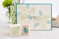 wedding photo - Pretty Leaf Rubber Stamp Set - Striped Leaves Decorate Your Own Invitations Place Cards Decorations Tags Gift Wrap & More