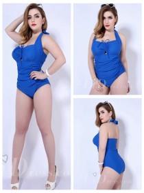 wedding photo -  Blue Solid Color One-Piece Womens Swimsuit Lidyy1605202043