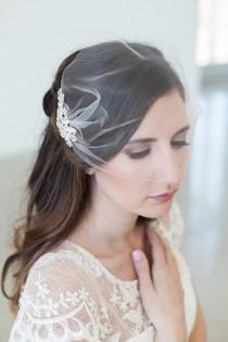 wedding photo - Birdcage veil, Blusher veil, Tulle Bridal Veil and Bridal Comb, Bandeau Birdcage Veil - QUICK SHIPPER - Wedding Veil with Crystal Comb