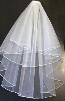wedding photo - PENCIL EDGE veil.Bridal Veil,SPARKLY Ivory Wedding Veil,2 tier veil ,Communion Veil, Hen night veil.Pencil edge veil with detachable comb