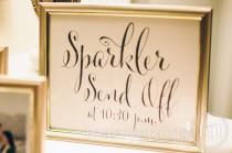 wedding photo - Sparkler Send Off Sign - Sparklers Wedding Reception Signage - Cute Favor Table Sendoff Sign with Time - Matching Numbers Available SS07