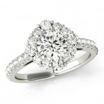wedding photo -  1 Carat Forever One Moissanite & Lotus Diamond Halo Engagement Ring 14k White Gold - Moissanite Engagement Rings for Women - Diamond Rings