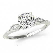 wedding photo -  Vintage Style Forever One Moissanite & Diamond Engagement Ring - 1 Carat Moissanite Antique Inspired Ring - Milgrain - Moissanite Rings