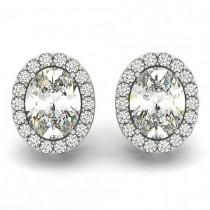 wedding photo -  Michael Raven Jewelry - 2 carat Oval Forever One Moissanite & Diamond Halo Stud Earrings - Moissanite Earrings