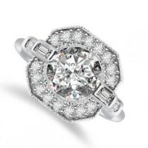 wedding photo -  6mm Forever One Moissnaite & Diamond Ring Vintage Style - Art Deco - Victorian - Engagement Rings