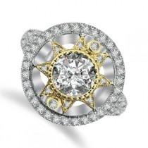 wedding photo -  Moissanite Engagement Rings Etsy - Art Deco 6.5mm Forever One Moissanite & Diamond Ring