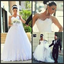 wedding photo -  Vintage Said Mhamad Sweetheart A Line 2016 Wedding Dresses Beads Lace Princess Ball Gowns Robe De Mariee Chapel Train Wedding Gowns Online with $106.29/Piece on Hjklp88's Store 