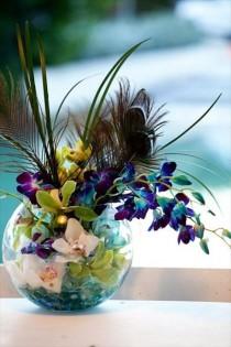 wedding photo - Peacock Themed Flower Vase
