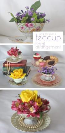 wedding photo - How To Create A Teacup Floral Arrangement