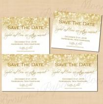 wedding photo - White Gold Sparkles Save the Dates (5.5x4.25): Text-Editable, Printable on Avery® Postcard Products, Instant Download