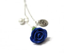 wedding photo -  Rosebud Infinity Necklace Blue Rose Necklace, Flower Jewelry, Infinity Necklace, Bridesmaid Necklace, Blue Rose Jewelry