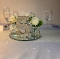 wedding photo - Wooden glitter wedding table numbers Wedding reception table decoration Centrepieces Freestanding wooden wedding table numbers