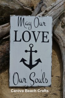 wedding photo - Beach Wedding Sign Anchor Decor Wedding Gift Idea Faith Hope Love Soul Verse Engaged Nautical Anchors Religious Scripture Rustic Wood Signs