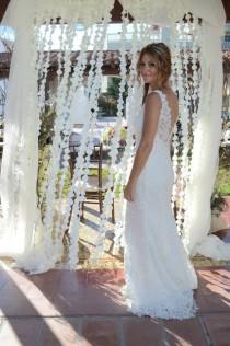 wedding photo - Ivory Flower Petal Strand Garland Curtain Backdrop