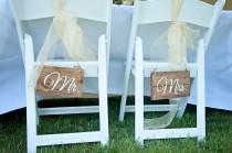 wedding photo - Mr and Mrs Wedding Chair Signs-- Rustic Wedding Chair Signs- Wedding Wood Wedding Chair Signs- Wooden Chair Signs
