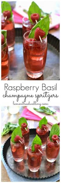 wedding photo - Raspberry Basil Champagne Spritzers