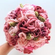 wedding photo - Keepsake Bouquet - Pink and Blush Crochet and Felt Wedding Bouquet