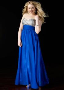 wedding photo -  Sweetheart Blue Ruched Sequins Floor Length Chiffon Sleeveless