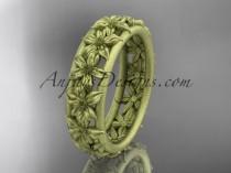 wedding photo -  14kt yellow gold flower wedding ring, engagement ring, wedding band ADLR163G